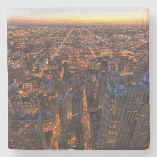 Chicago downtown at sunset stone coaster (Front)