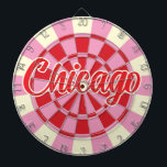 Chicago editable text Vintage Pink And Red Design Dartboard<br><div class="desc">Chicago editable text Vintage Pink And Red Design Dart Board 🎯Add your text or name by selecting the personalisation option. Please let me know if you have additional questions and because Zazzle's customer support handles the customer experience you may reach Zazzle customer support by chat, phone or email as explained...</div>