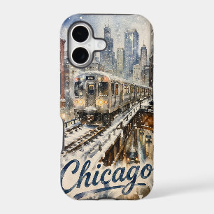 Chicago El Train in the Winter Snow