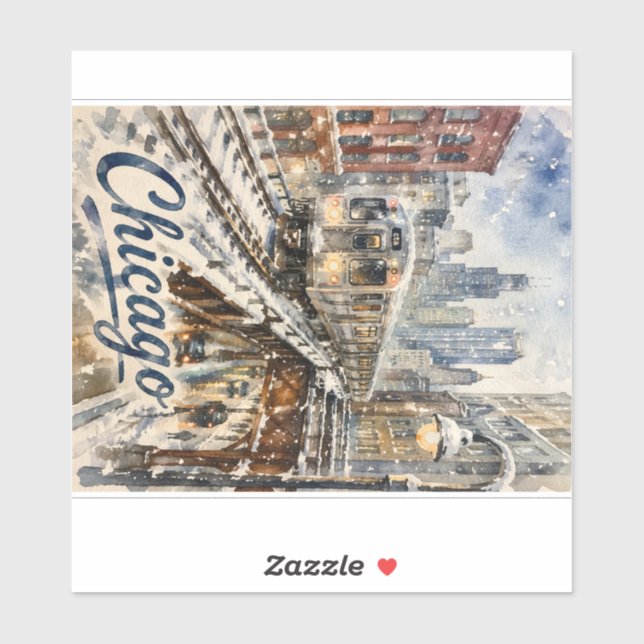 Chicago El Train in the Winter Snow (Sheet)