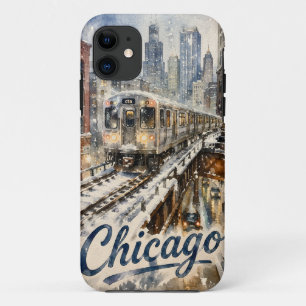 Chicago El Train in the Winter Snow iPhone 11 Case