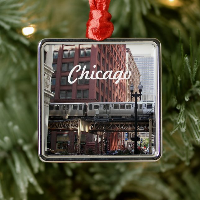 Chicago Elevated Loop Train Holiday Metal Ornament (Tree)