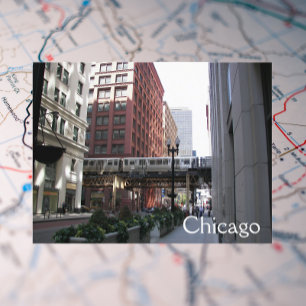 Chicago Elevated Loop Train Travel Photo Postcard