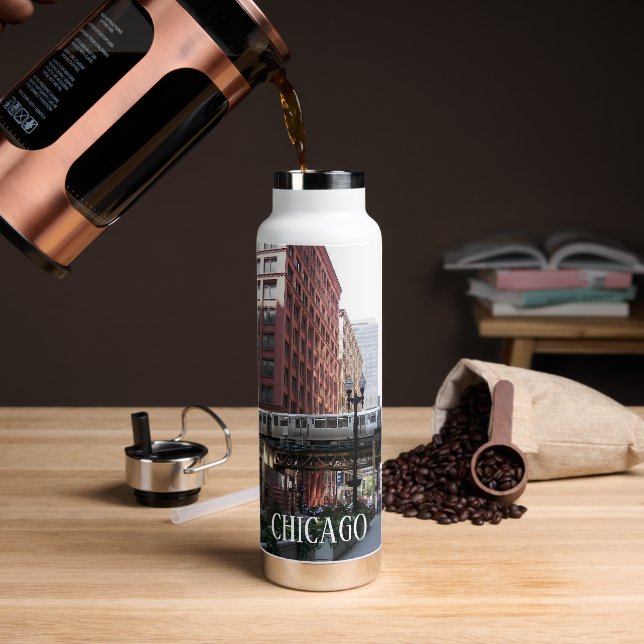 Chicago Elevated Loop Train Water Bottle (Coffee)
