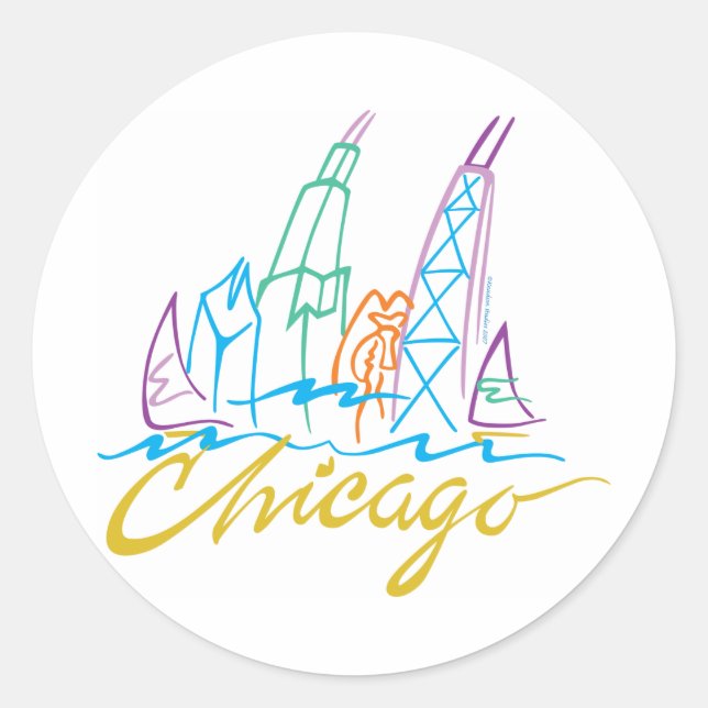 CHICAGO-EMB CLASSIC ROUND STICKER (Front)
