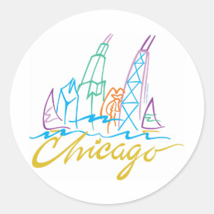 CHICAGO-EMB CLASSIC ROUND STICKER