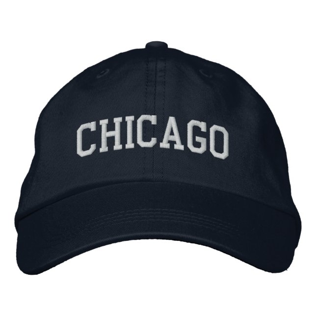 Chicago Embroidered Adjustable Cap Navy Blue (Front)
