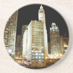Chicago famous landmark at night coaster