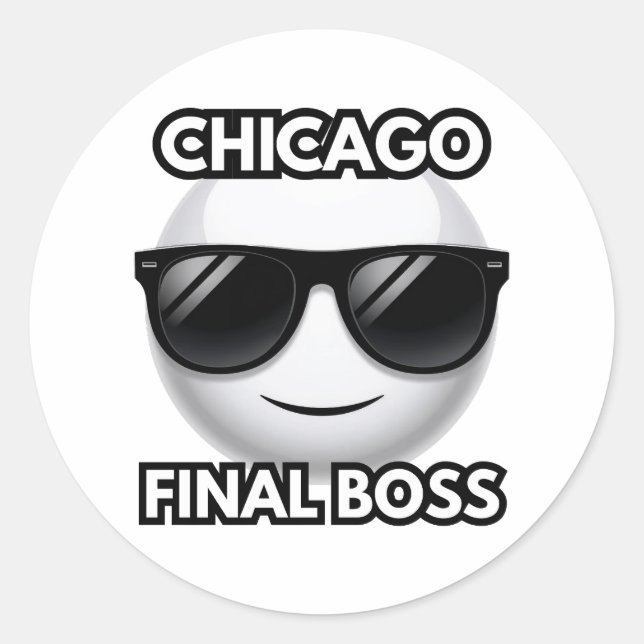 Chicago Final Boss Cool Emoji  Classic Round Sticker (Front)