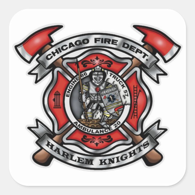 Chicago Fire Department/Harlem Knights E86 T57 A20 Square Sticker (Front)