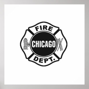 Chicago Fire Dept Black Logo  Poster