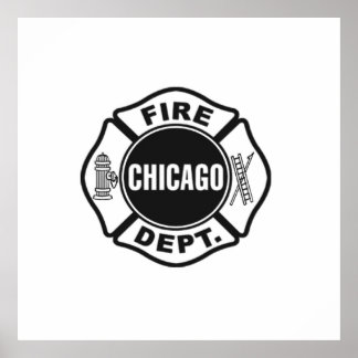 Chicago Fire Dept Black Logo  Poster