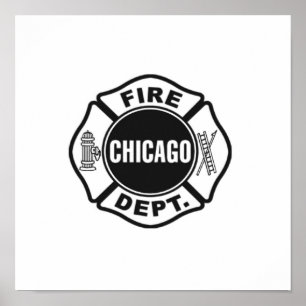 Chicago Fire Dept Black Logo  Poster