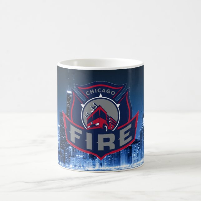 Chicago Fire With Skyline Coffee Mug (Center)