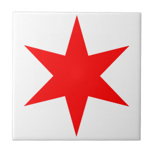 Chicago Flag 6-Pointed Star Ceramic Tile