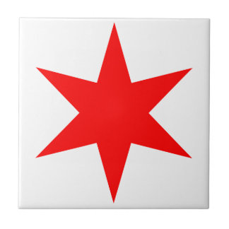 Chicago Flag 6-Pointed Star Ceramic Tile