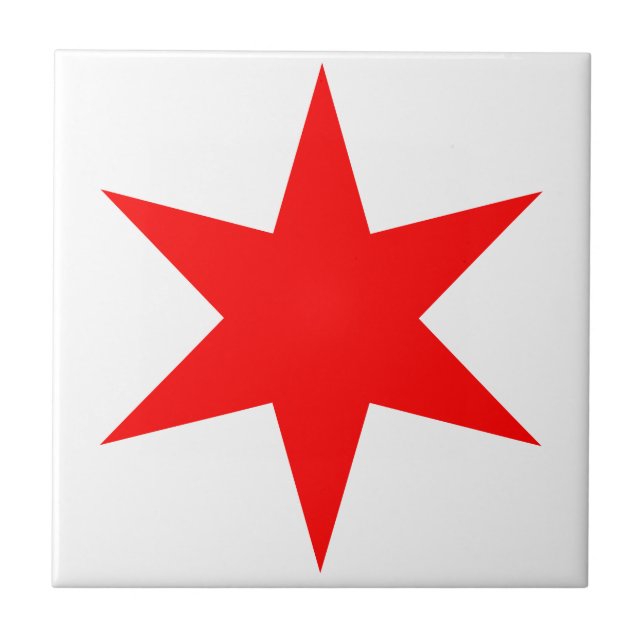 Chicago Flag 6-Pointed Star Ceramic Tile (Front)