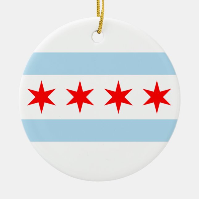 Chicago Flag Ceramic Ornament (Front)