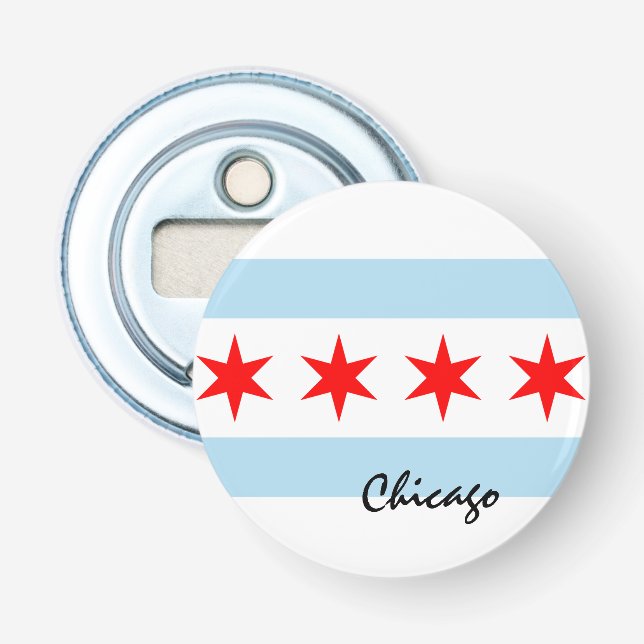 Chicago Flag, City & Illinois State USA / sports Bottle Opener (Front)