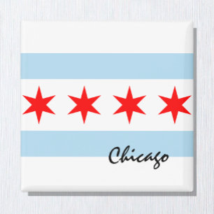 Chicago Flag, City & Illinois State USA / sports Magnet
