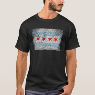 Chicago Flag Distressed Vintage Style Pride Men Wo T-Shirt