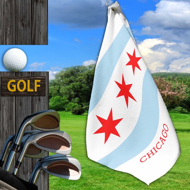 Chicago Flag Golf Towel / Illinois, USA States (Creator Uploaded)