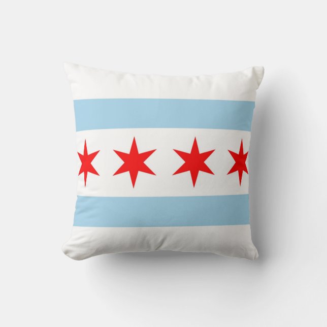 Chicago Flag, Illinois American MoJo Pillow (Front)