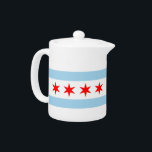 Chicago Flag, Illinois State Teapot<br><div class="desc">Add a touch of Chicago pride to your tea time with our exclusive teapot featuring the flag of Chicago! Crafted with meticulous attention to detail, this teapot is more than just a practical kitchen accessory; it’s a celebration of Chicago's heritage and cultural pride. The elegant design proudly showcases the iconic...</div>