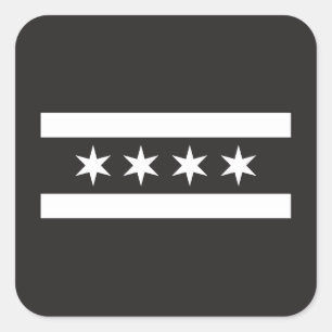 Chicago Flag in Black & White Square Sticker