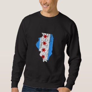 Chicago Flag In The State Of Illinois Distressed Sweatshirt