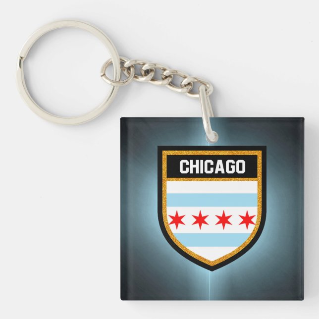 Chicago Flag Key Ring (Front)