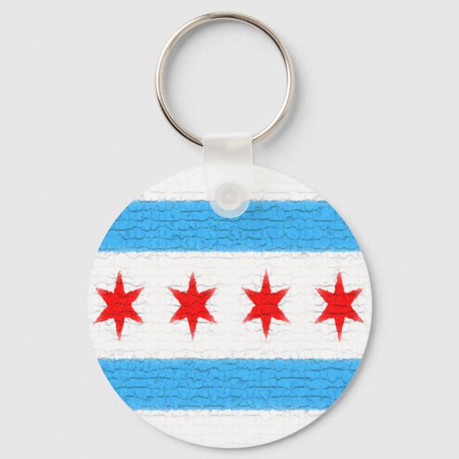 Chicago Flag Key Ring (Front)