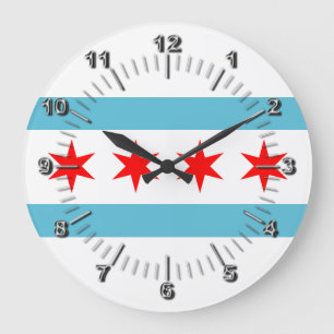 Chicago flag Large Clock