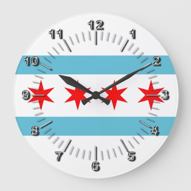 Chicago flag Large Clock (Front)