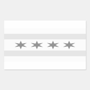 Chicago Flag Noir Rectangular Sticker