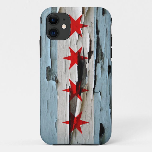 Chicago Flag Paint Peel Case-Mate iPhone Case (Back)