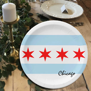 Chicago Flag plates, party, sports, Chicago Paper Plate