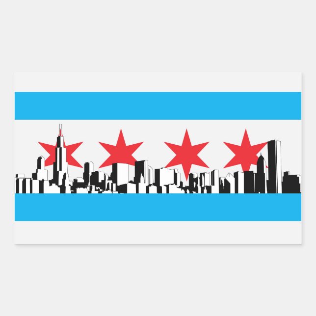 Chicago Flag Rectangular Sticker (Front)