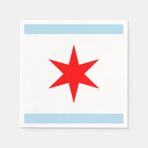 Chicago Flag Red Star Blue Stripes City of Chicago Napkin