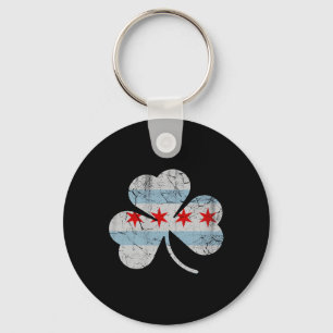 Chicago Flag Shamrock Irish St Patricks Day Couple Key Ring