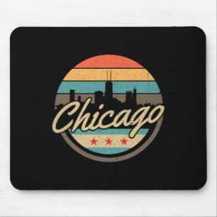 Chicago Flag Skyline Vintage Illinois Usa Souvenir Mouse Pad