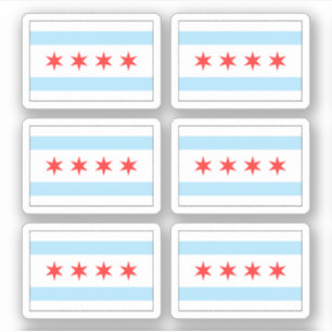 Chicago flag stickers, set of six