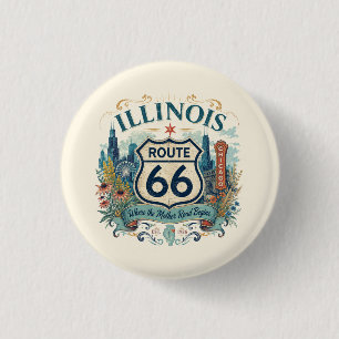 Chicago Floral Route 66 Midwest Boho Mood 3 Cm Round Badge
