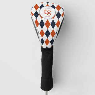 Chicago Football Argyle Pattern Modern Monogram Golf Head Cover