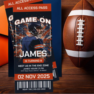 Chicago Football Ticket Birthday Invitation