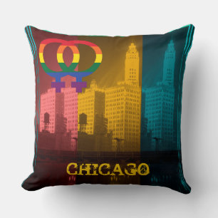Chicago Gay Lesbian Interest Rainbow Wrigley Bldg Cushion
