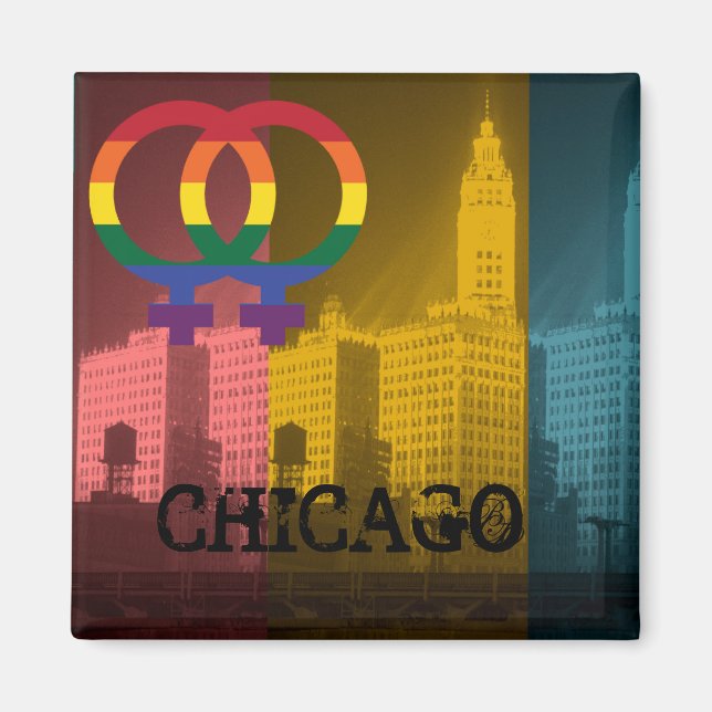 Chicago Gay Lesbian Interest Wrigley Building Magnet (Front)