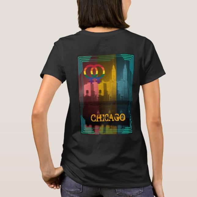 Chicago Gay Lesbian Interest Wrigley Building T-Shirt (Back)