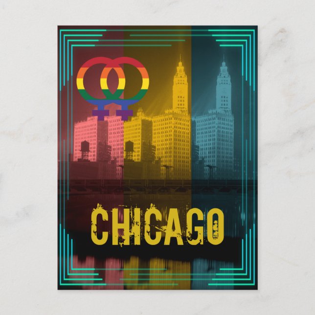 Chicago Gay Pride Lesbian 1930's Wrigley Building Postcard (Front)