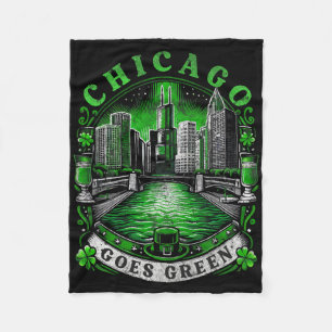 Chicago Goes Green St Patricks Day Fleece Blanket